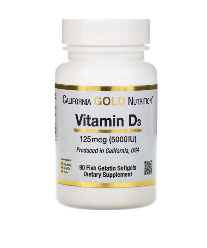 California Gold Nutrition Vitamine D3 5000 ME (90 капс.) (Без вкуса)