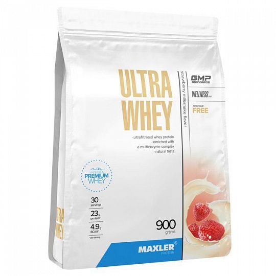 Maxler Whey Ultra ( 900 г.) (Клубнично молочный коктель)