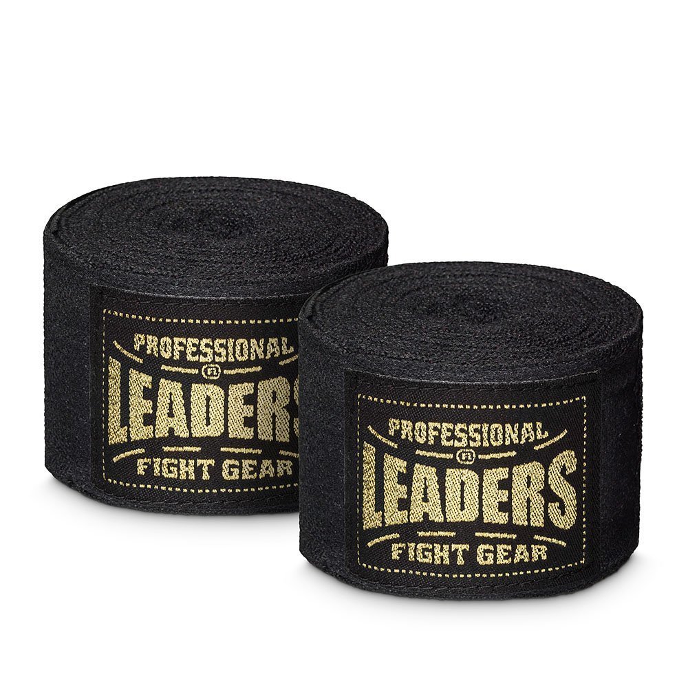 Бинты боксерские LEADERS Semi elastic 50/50 5.5m (5.5 м, 50% хлопок/50% эластан, черный)