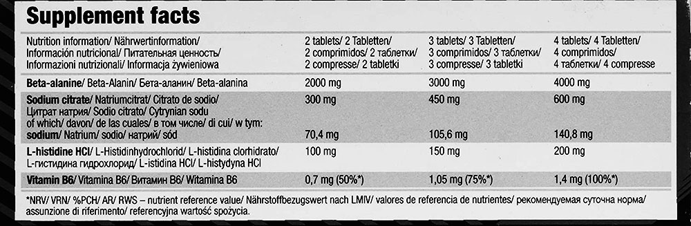 Аминокислотный комплекс Olimp Beta-Alanine (80 таблеток) - состав с упаковки